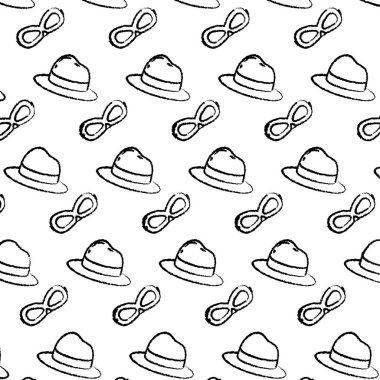 Grunge şık şapka ve maske nesnesi arka plan vektör çizim