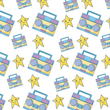 Radyo nesne teknoloji yıldız karakter arka plan vektör çizim ile