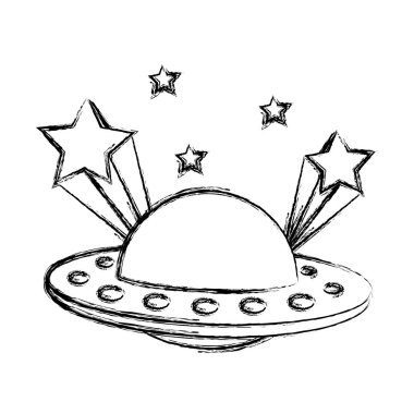 Grunge ufo evren nesne ve shoothing yıldız illüstrasyon vektör
