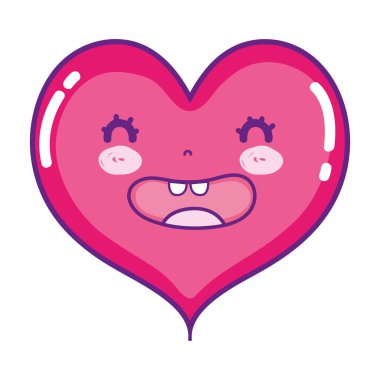 Kawaii komik kalp şirin aşk vektör çizim