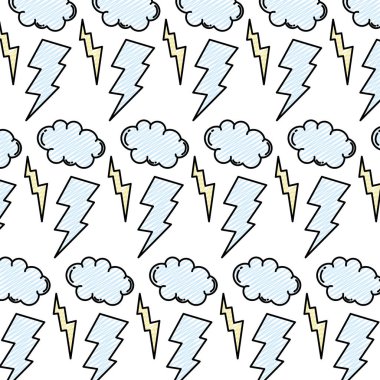 gök gürültüsü fırtına ve bulut hava arka plan vektör çizim doodle
