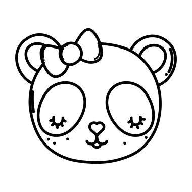 vektör çizim satırı sevimli panda kafa ile şerit yay