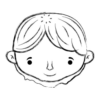 Grunge mutlu adam kafa kısa saç modeli vektör çizim ile