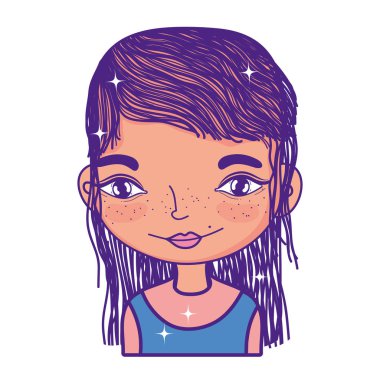 sevimli kadın saç modeli ve rahat bluz vektör çizim ile