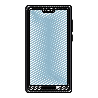Elektronik smartphone ekran iletişim teknoloji vektör çizim doodle