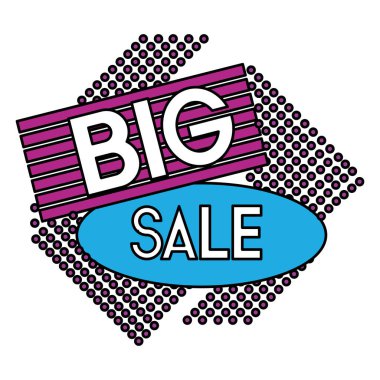 renk büyük satış promosyon moda etiketi vektör çizim