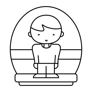 saç modeli ve rahat kıyafetler vektör çizim satırı güzel çocuk