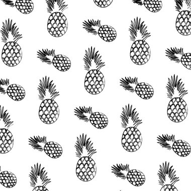 Grunge egzotik ananas tropikal meyve arka plan vektör çizim