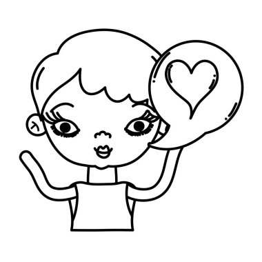 satır güzellik kadın kalp içinde sohbet kabarcık vektör çizim ile