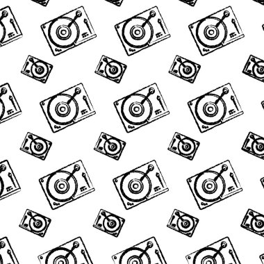 Grunge walkman dinle stereo müzik arka plan vektör çizim