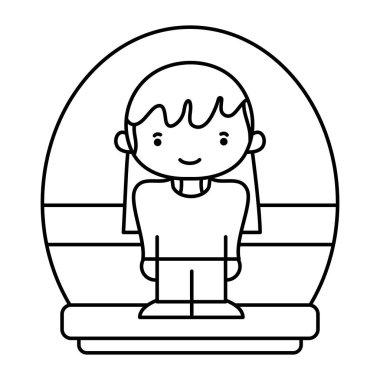 satır güzel kız saç modeli ve rahat kıyafetler vektör çizim ile