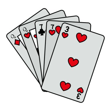 renk iki çift casino oyun vektör çizim kartı
