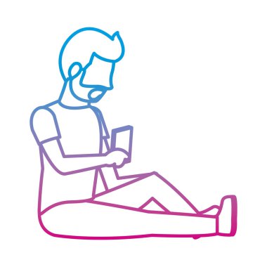 çizgi adam akıllı telefon sosyal iletişim vektör çizim ile bozulmuş