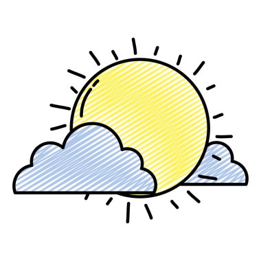 Doodle Parlatıcı sun ray bulutlar hava vektör çizim ile