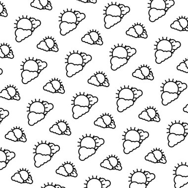 satır ışık güneş kabarık bulutlar arka plan vektör çizim ile