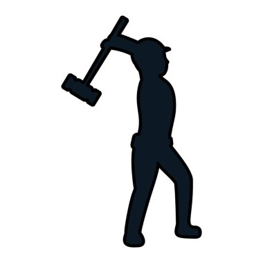 renk sembol işçi çekiç ekipman bakım vektör çizim ile