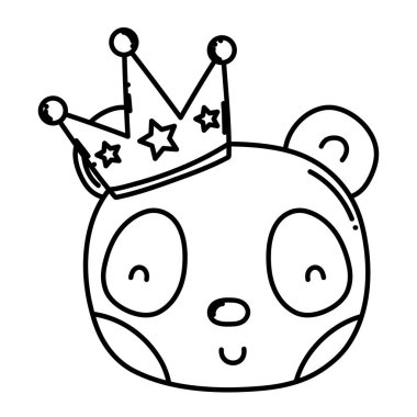 satır erkek panda baş lüks crown vektör çizim ile
