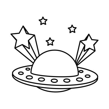 UFO evren nesne ve shoothing yıldız vektör çizim çizgi