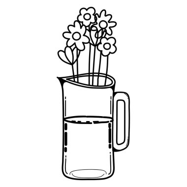 Güzel buket çiçek koru mason vektör çizim içinde satır
