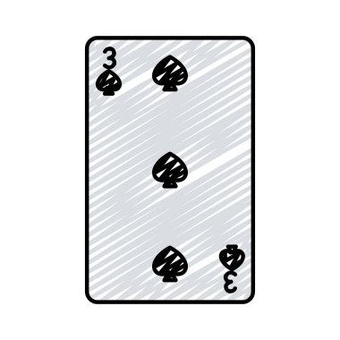 Üç mızrakları casino kart oyun vektör çizim doodle