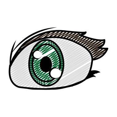 Doodle sevimli kadın gözle Kirpik tasarlamak vektör