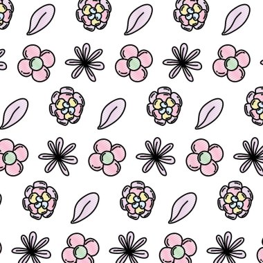 egzotik çiçek ve tropikal yaprak arka plan vektör çizim doodle