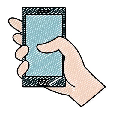 el ile smartphone teknoloji iletişim tasarlamak vektör doodle