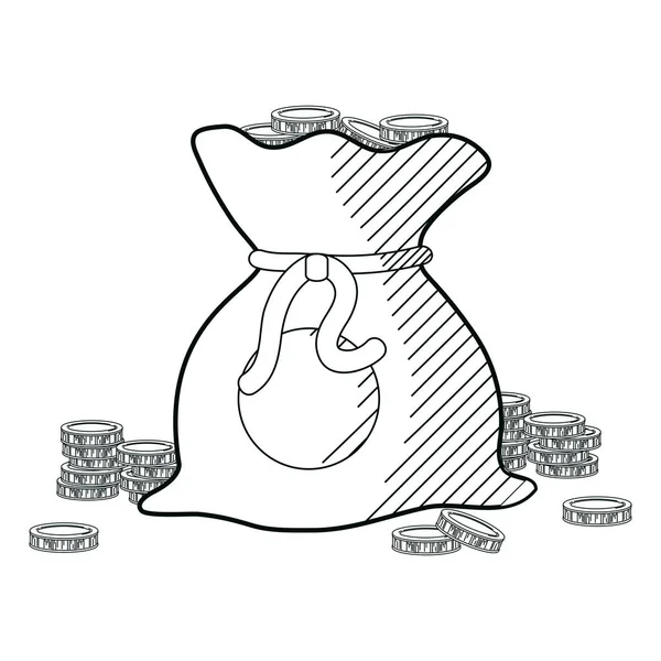 Γραμμή Αποθήκευση Κέρματα Μετρητά Χρήματα Μέσα Τσάντα Εικονογράφηση Διάνυσμα — Διανυσματικό Αρχείο