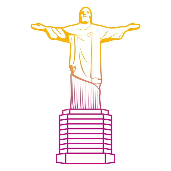 Línea Degradada Cristo Religión Estatua Historia Escultura Vector Ilustración — Vector de stock