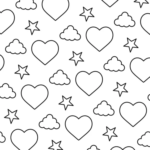 Line Heart Cloud Bright Star Background Vector Illustration — Stock Vector