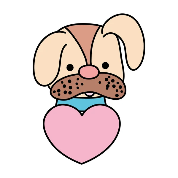 Color Cute Dog Pet Animal Heart Vector Illustration — Stock Vector