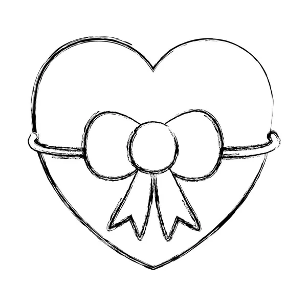 Grunge Krásu Srdce Pásu Luk Dekorace Vektorové Ilustrace — Stockový vektor