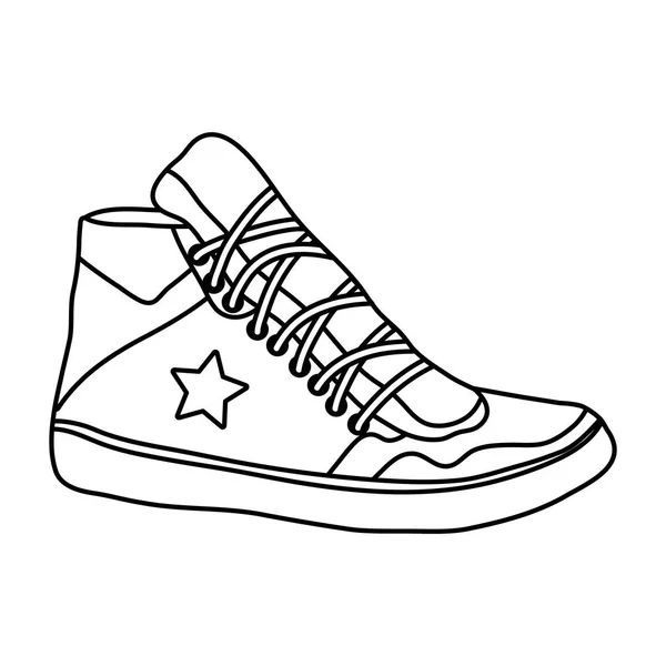 Γραμμή Πάνινα Παπούτσια Εικονογράφηση Διάνυσμα Αστέρι Στυλ Μόδας — Διανυσματικό Αρχείο