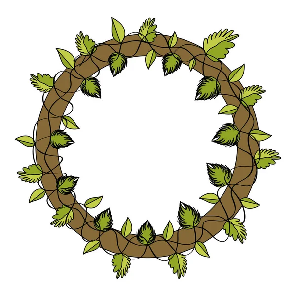 Couleur Cercle Feuilles Tropicales Style Plantes Vectoriel Illustration — Image vectorielle