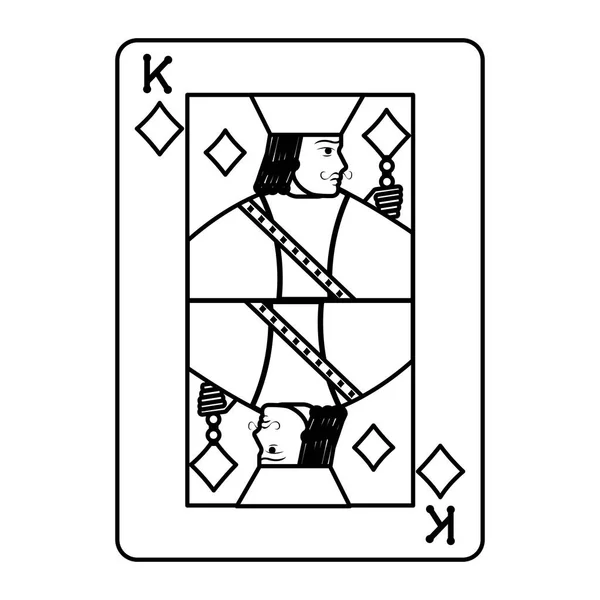 Linha Rei Diamante Cassino Cartão Jogo Vetor Ilustração — Vetor de Stock