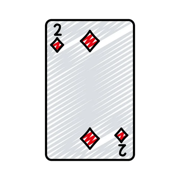 Doodle Van Twee Diamanten Casino Kaart Spel Vectorillustratie — Stockvector