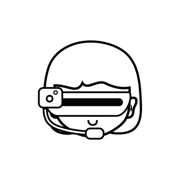 Line Flicka Huvud Med Glasögon Till Virtuell Videospel Vektorillustration — Stock vektor