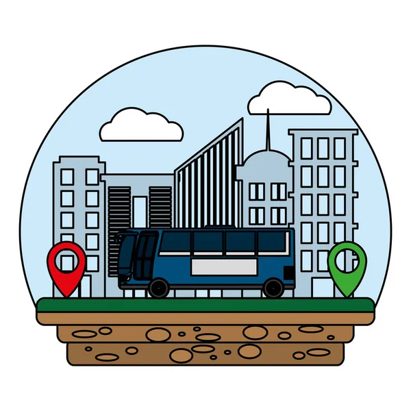 位置ベクトル図を構築する色側バス都市交通 — ストックベクタ