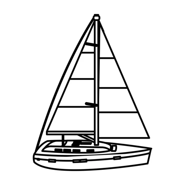 Línea Barco Vela Estilo Transporte Mar Vector Ilustración — Archivo Imágenes Vectoriales