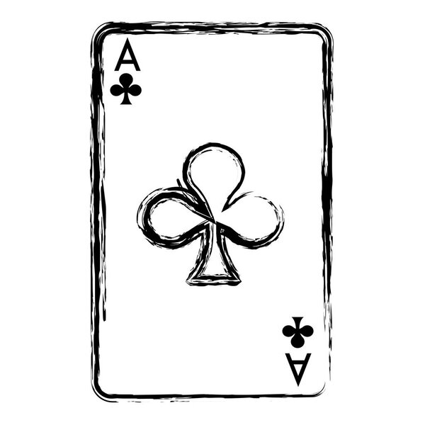 grunge A of clover poker card game vector illustration
