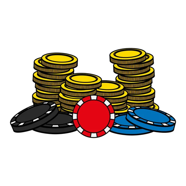 Color Casino Gold Coins Wagers Opportunity Vector Illustration — Stock Vector