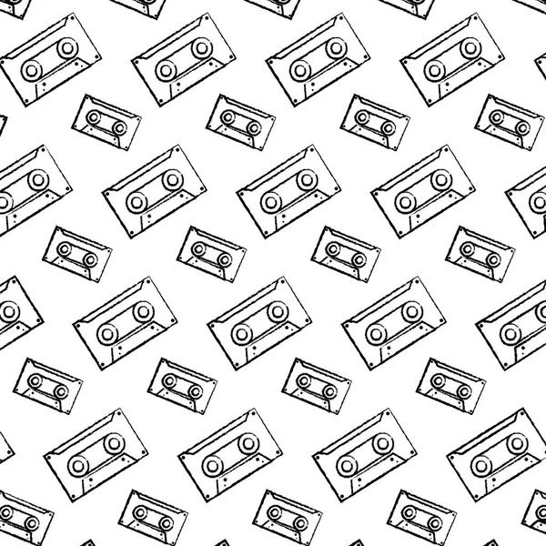 Grunge Tape Cassette Rétro Musique Fond Vecteur Illustration — Image vectorielle