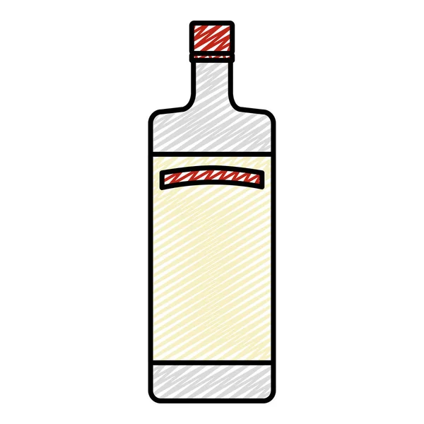 Doodle Wodkaflasche Schnaps Alkohol Getränke Vektor Illustration — Stockvektor