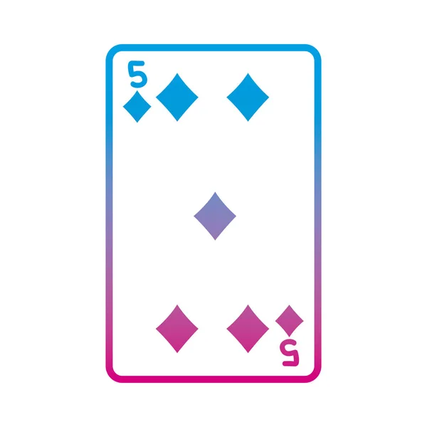 Degradiert Linie Fünf Diamanten Casino Kartenspiel Vektor Illustration — Stockvektor