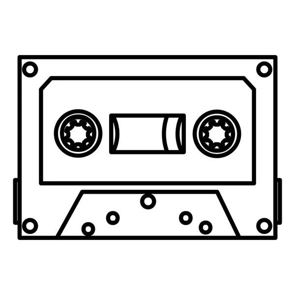 Línea Retro Cassette Estéreo Cinta Audio Vector Ilustración — Vector de stock