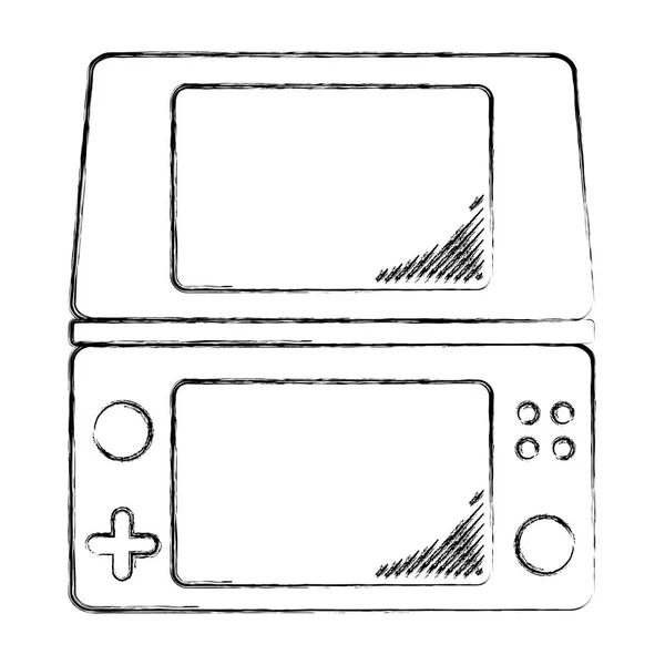 Grunge Electronic Game Handheld Simulator Videospiel Vektor Illustration — Stockvektor