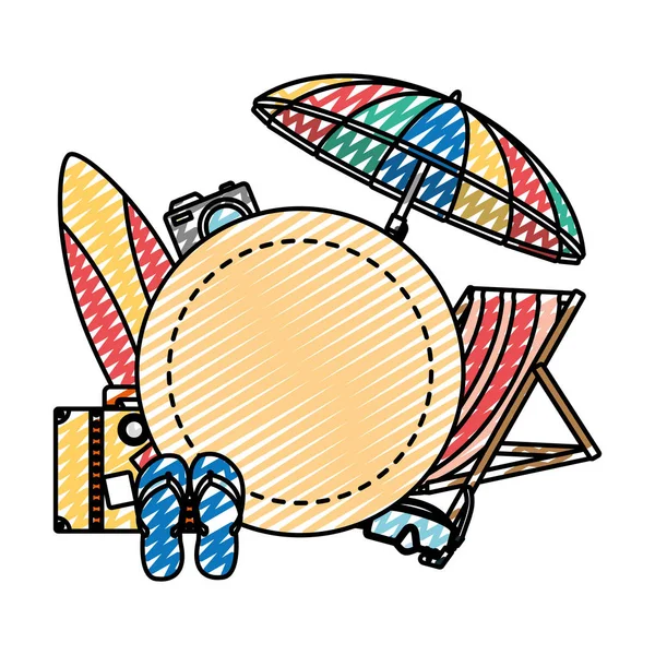 Эмблема Круга Каракулей Векторной Иллюстрацией Стиле Пляжных Игр — стоковый вектор