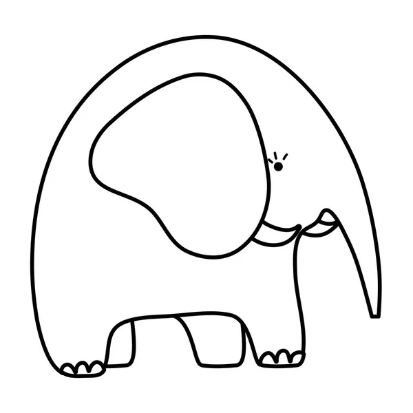 Línea Adorable Elefante Animal Salvaje Criatura Vector Ilustración — Archivo Imágenes Vectoriales