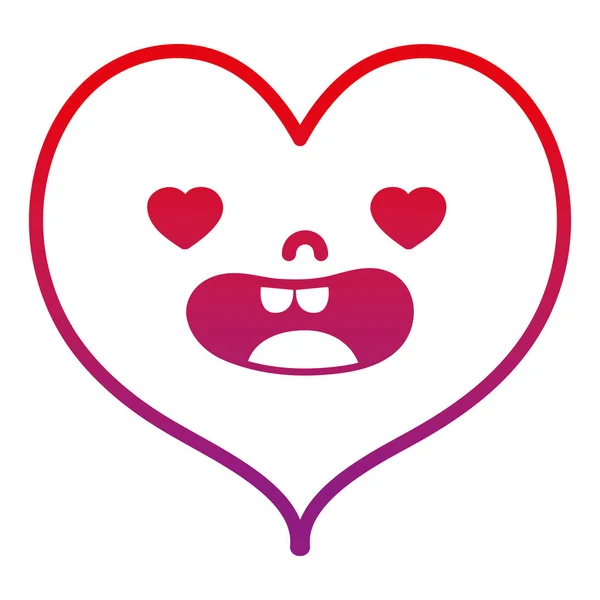 Linha Degradada Kawaii Lovestruck Coração Bonito Amor Vetor Ilustração —  Vetores de Stock