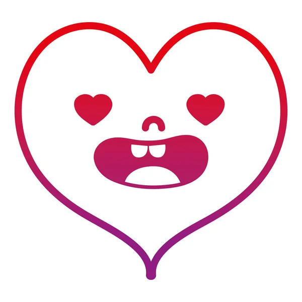 Aangetaste Lijn Kawaii Lovestruck Hart Schattig Liefde Vectorillustratie — Stockvector